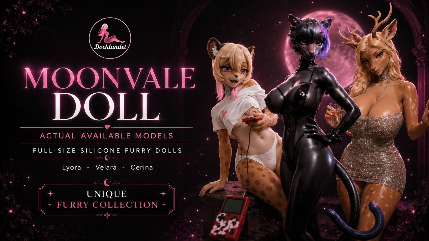 Moonvale Doll is a brand that creates full-size furry silicone sex dolls that combine human forms with animal-inspired features. Discover expressive fantasy characters with details like horns, ears, tails, paws and painted body patterns.