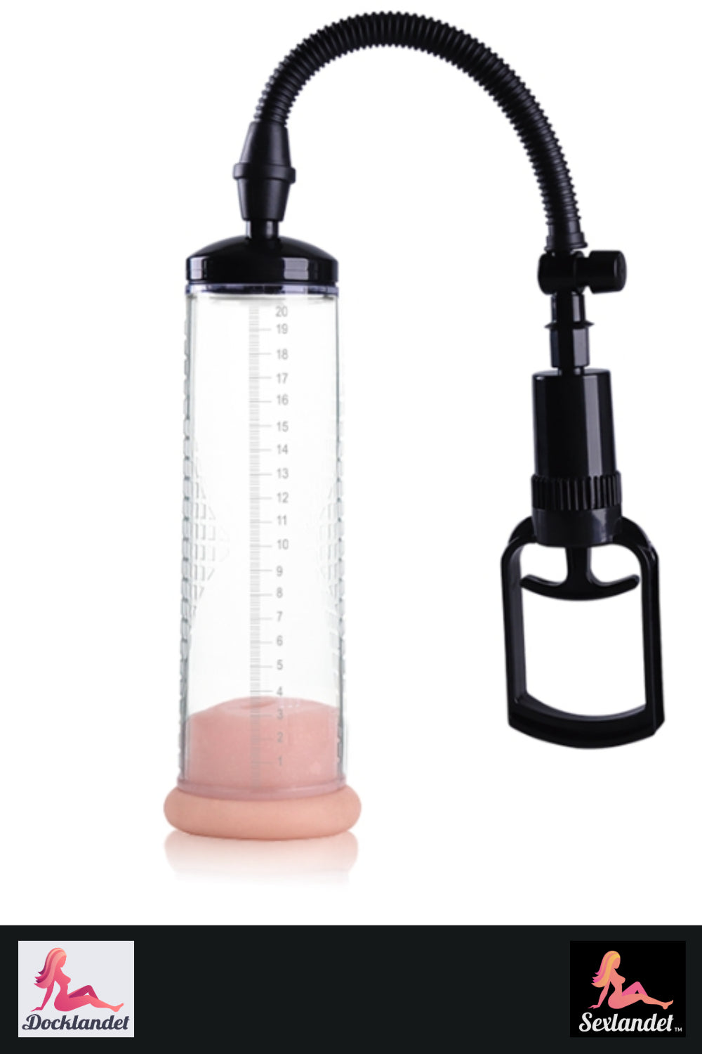 Bomba peniana para aumento e ereção mais dura – 70×220 mm | Desenho Preto