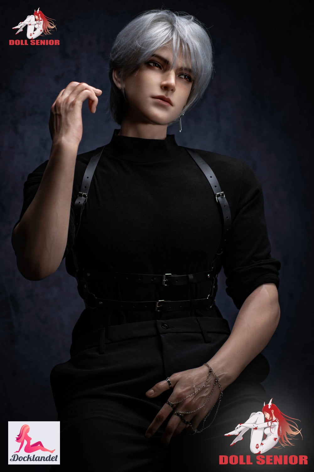 Baijin is an exclusive male sex doll from the Doll Senior brand. A really tall male sex doll of 185 cm with a rough muscular body and a masculine appearance with slightly androgynous features. This is an ultra-realistic male sex doll made entirely of silicone and with extra detailed molded skin, so-called "real skin texture" (RST).