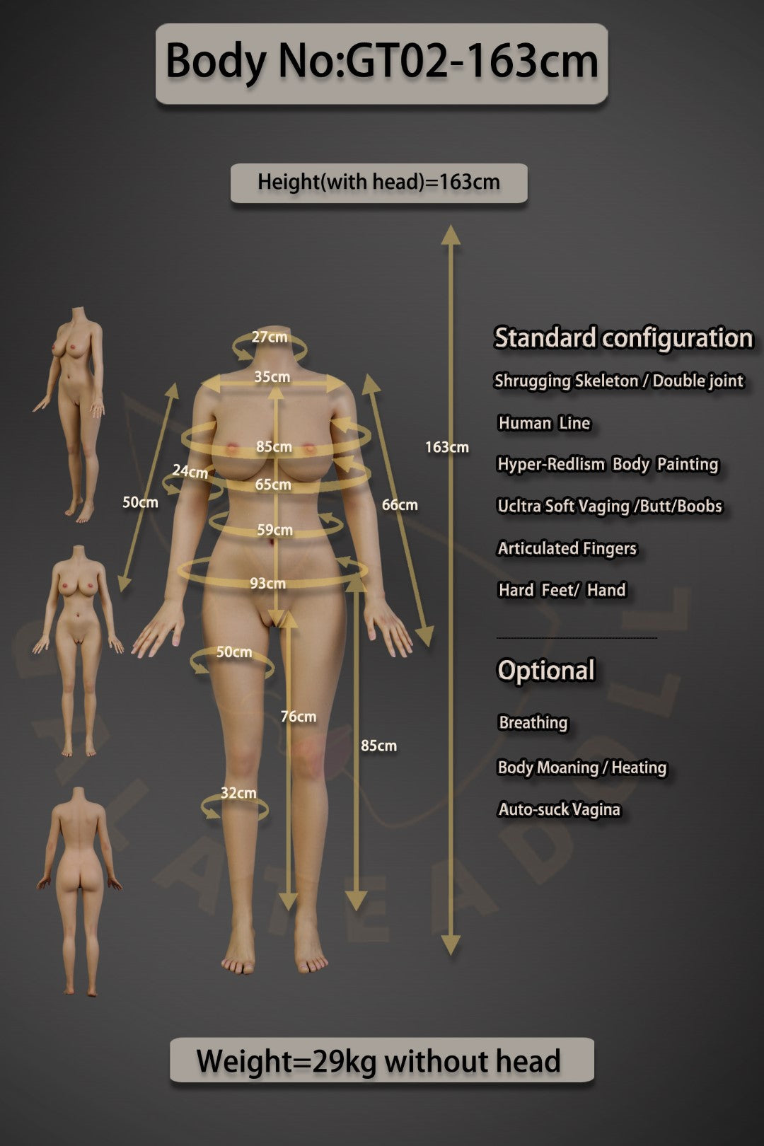 Amber poupée sexuelle (Galatea Doll 163cm D-Kupa # 109 Silicone)